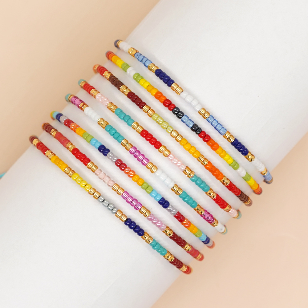 Bohemian Solid Color Seed Bead Wholesale Drawstring Bracelets display picture 2