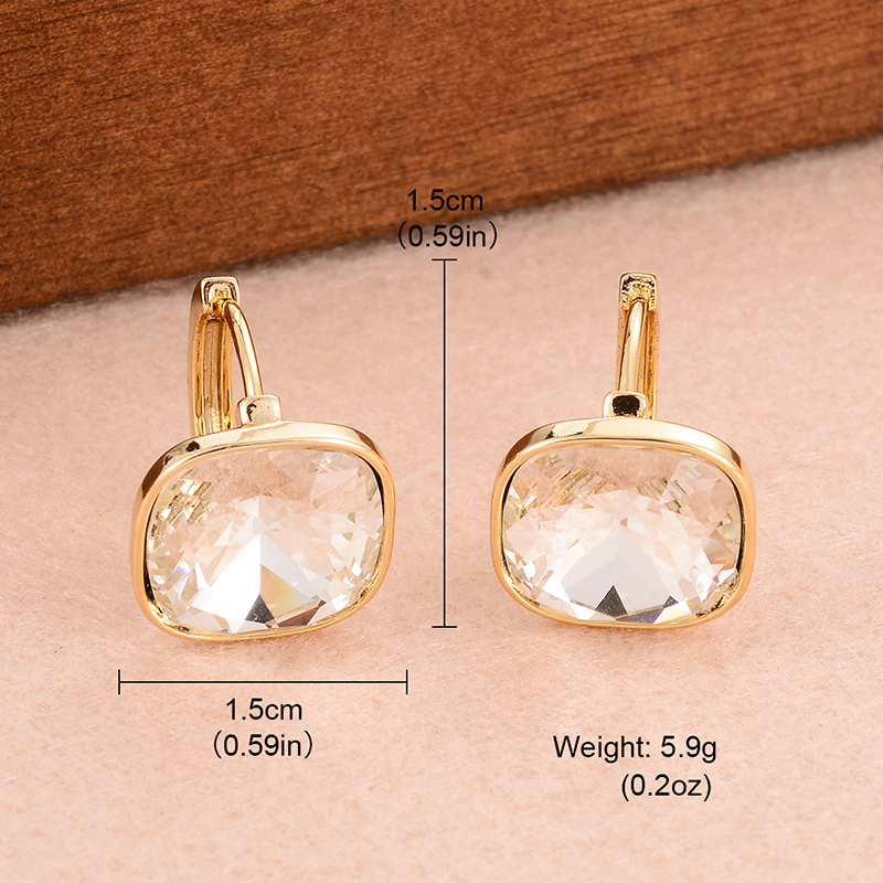 1 Pair Ig Style Simple Style Square Plating Inlay Copper Artificial Crystal Earrings display picture 2