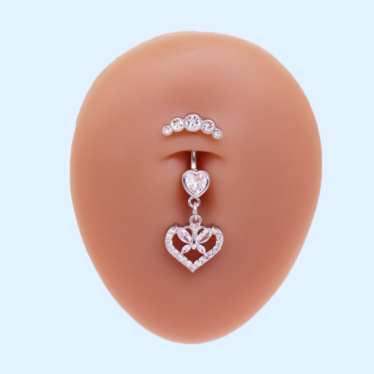 Cute Queen Bridal Four Leaf Clover Star Heart Shape Copper White Gold Plated Gold Plated Rhinestones Belly Ring In Bulk display picture 11