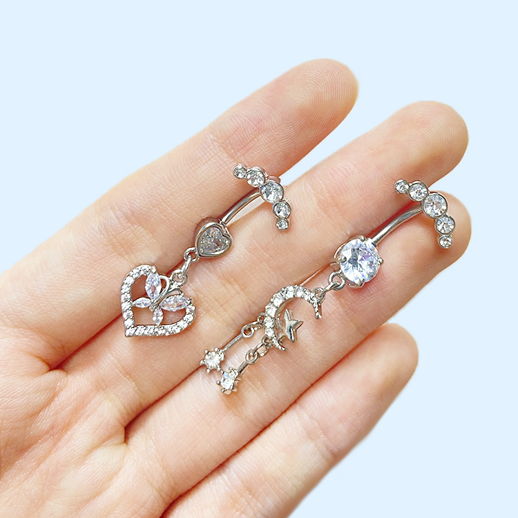 Cute Queen Bridal Four Leaf Clover Star Heart Shape Copper White Gold Plated Gold Plated Rhinestones Belly Ring In Bulk display picture 15