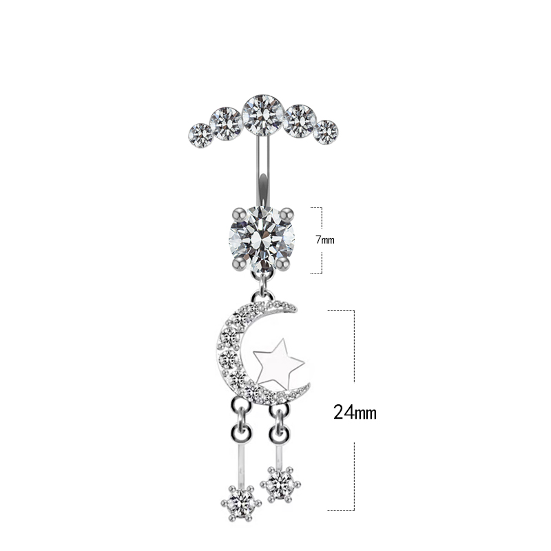 Cute Queen Bridal Four Leaf Clover Star Heart Shape Copper White Gold Plated Gold Plated Rhinestones Belly Ring In Bulk display picture 20