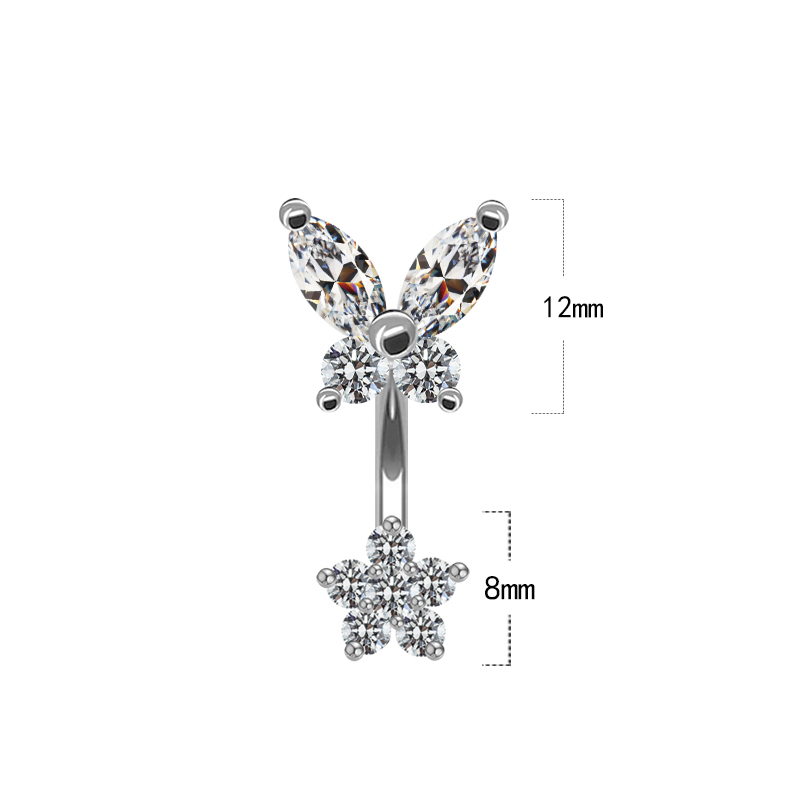 Cute Queen Bridal Four Leaf Clover Star Heart Shape Copper White Gold Plated Gold Plated Rhinestones Belly Ring In Bulk display picture 16