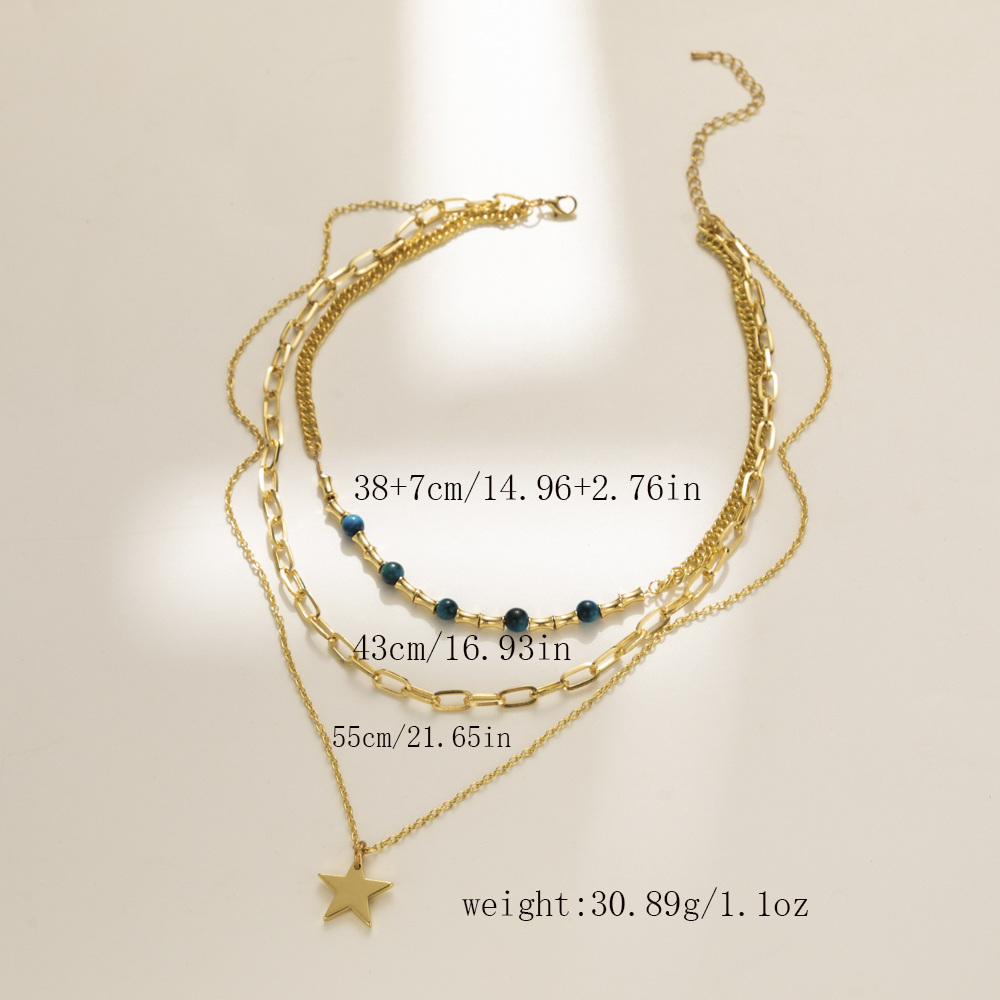 Cute Sweet Simple Style Star Natural Stone Copper Plating Layered Necklaces display picture 5