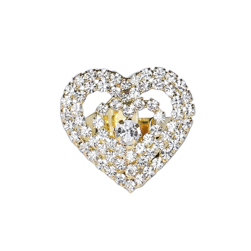 Brillante Oval Forma De Corazón Diamante De Imitación Embutido Diamantes De Imitación Mujeres Anillos Abiertos display picture 2