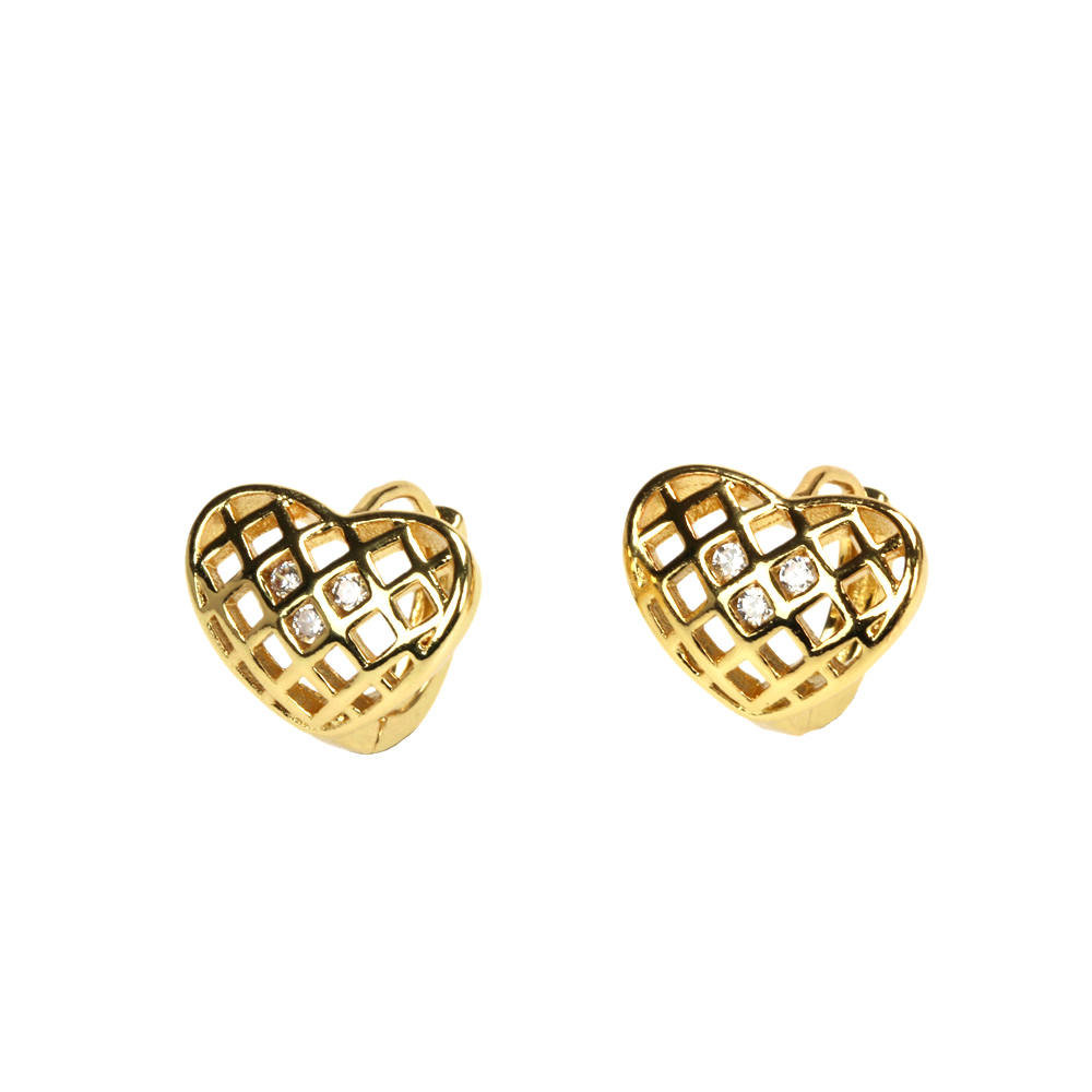 1 Pair Simple Style Commute Heart Shape Bee Butterfly Plating Inlay Copper Zircon 18k Gold Plated Earrings display picture 9