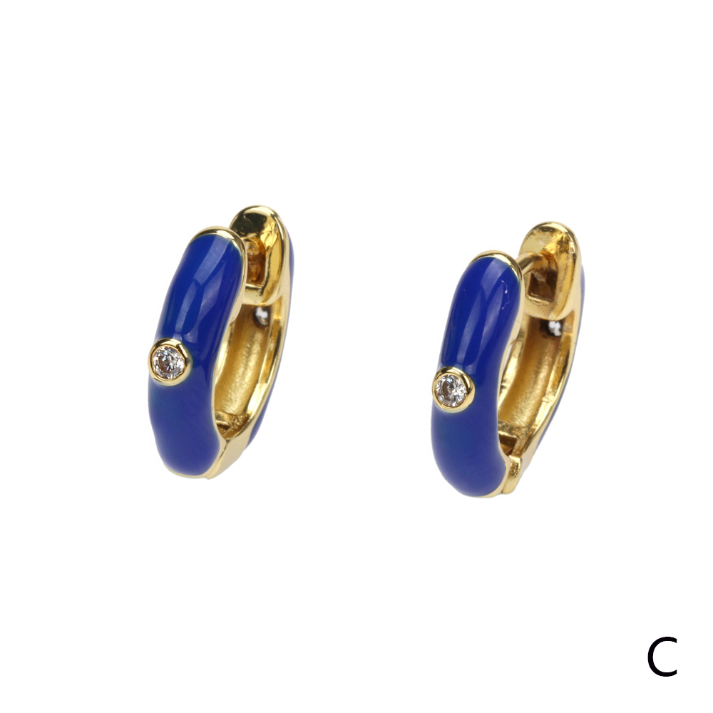 1 Pair Sweet Simple Style Circle Enamel Plating Inlay Copper Zircon 18k Gold Plated Hoop Earrings display picture 7