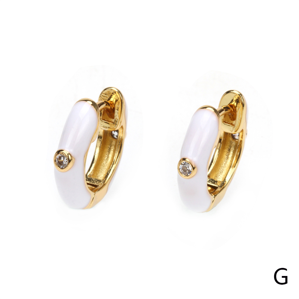 1 Pair Sweet Simple Style Circle Enamel Plating Inlay Copper Zircon 18k Gold Plated Hoop Earrings display picture 11