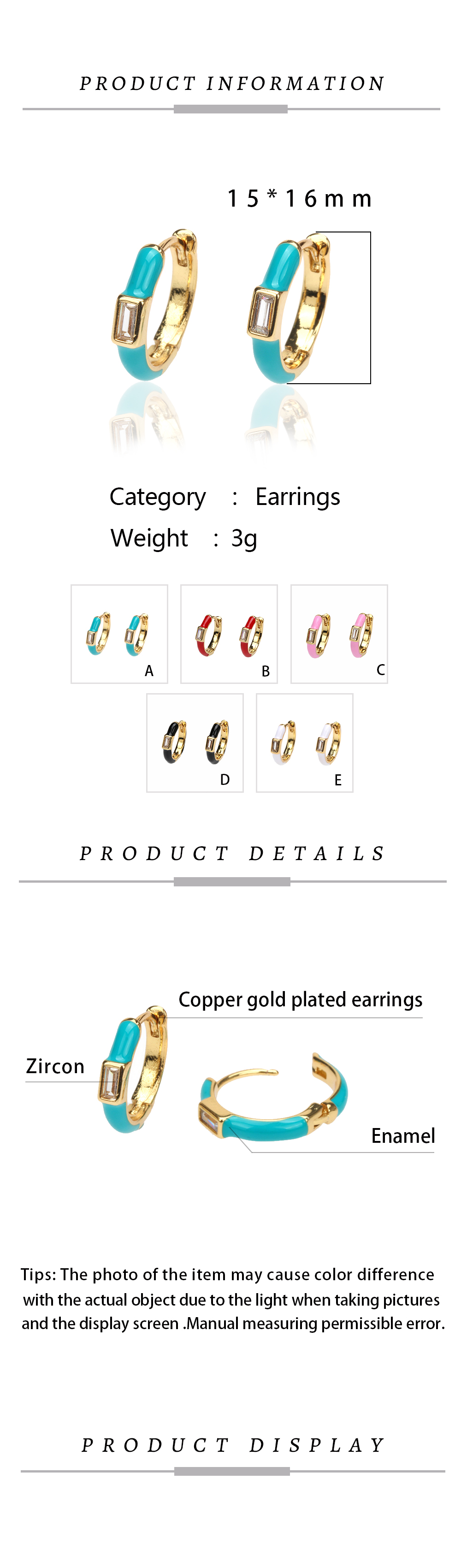 1 Pair Hip-hop Simple Style Circle Enamel Plating Inlay Copper Zircon 18k Gold Plated Hoop Earrings display picture 1