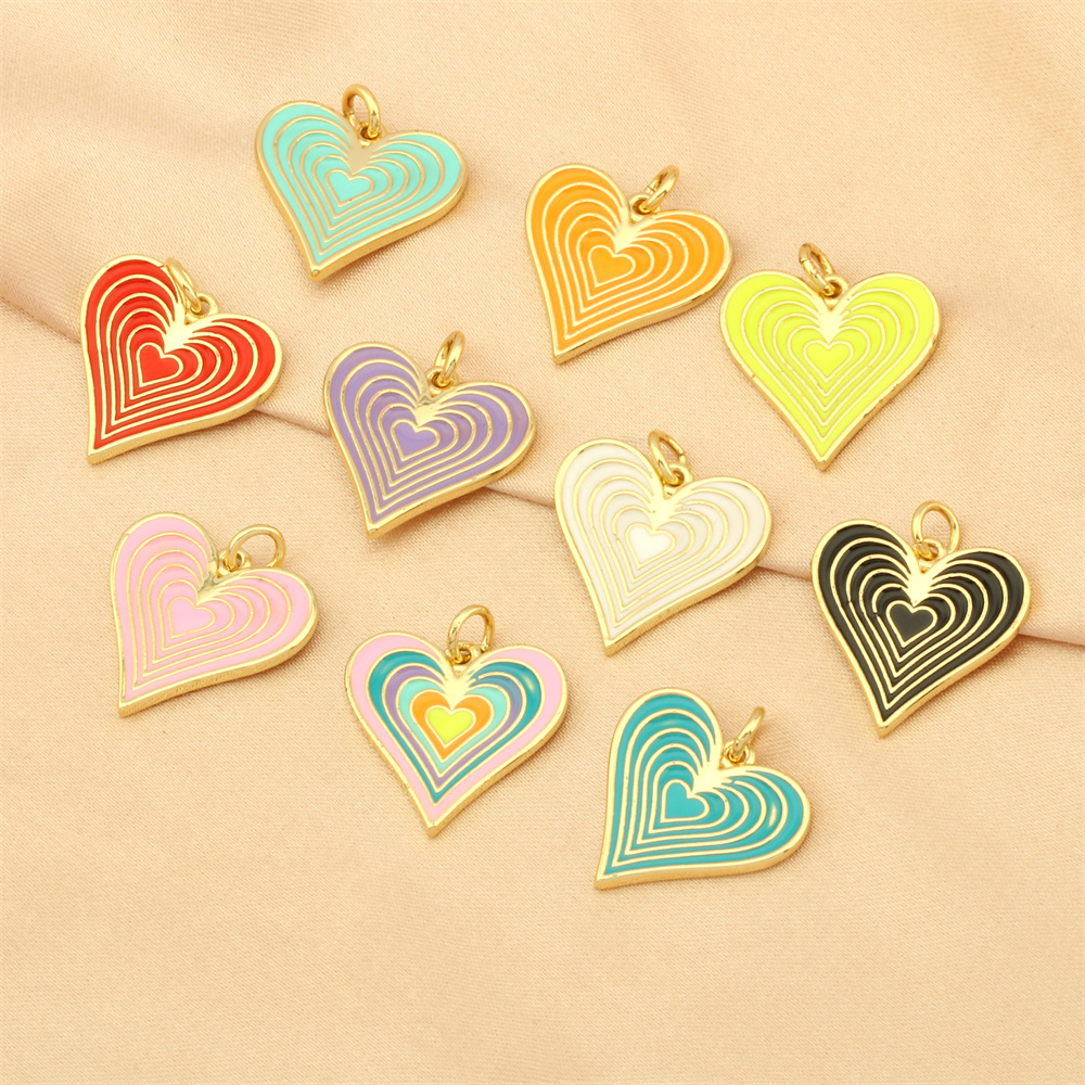 Ig Style Sweet Heart Shape Copper Enamel Plating 18k Gold Plated Jewelry Accessories display picture 2