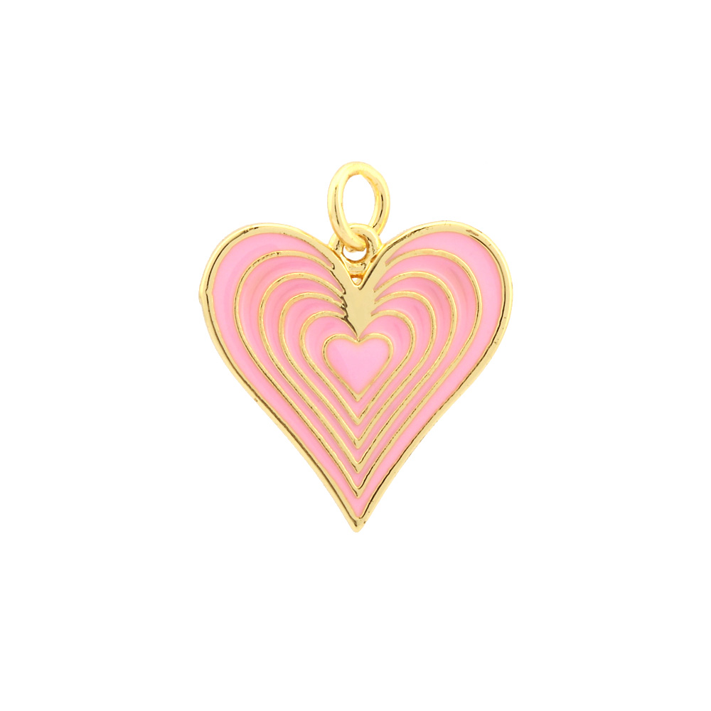 Ig Style Sweet Heart Shape Copper Enamel Plating 18k Gold Plated Jewelry Accessories display picture 6