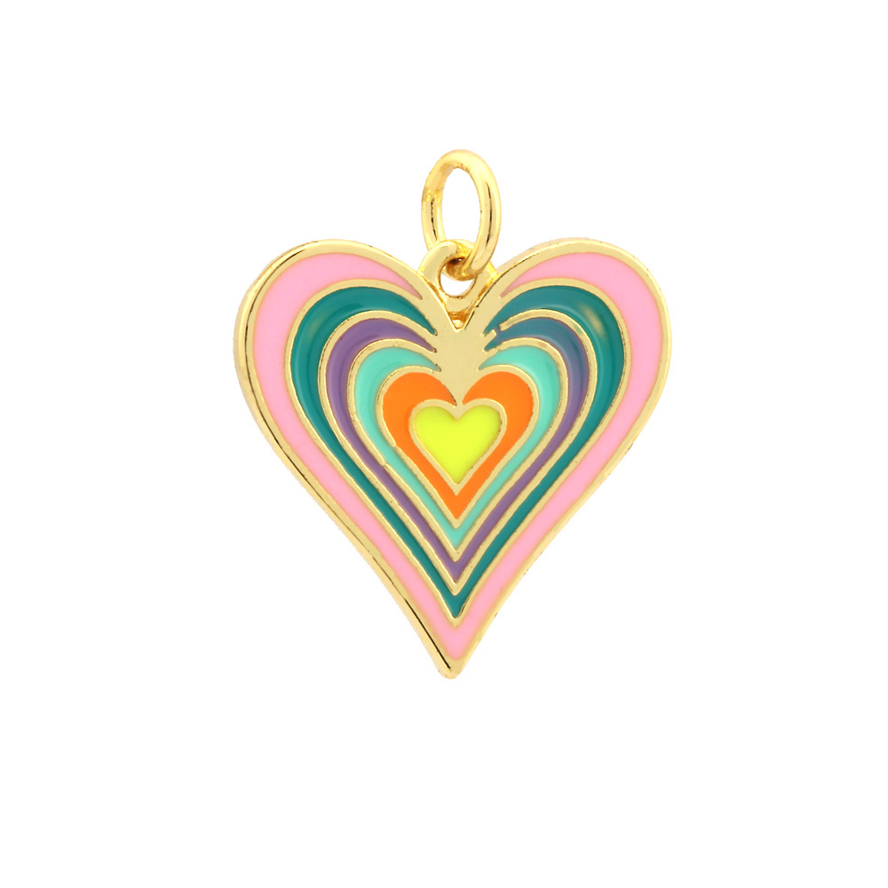 Ig Style Sweet Heart Shape Copper Enamel Plating 18k Gold Plated Jewelry Accessories display picture 9
