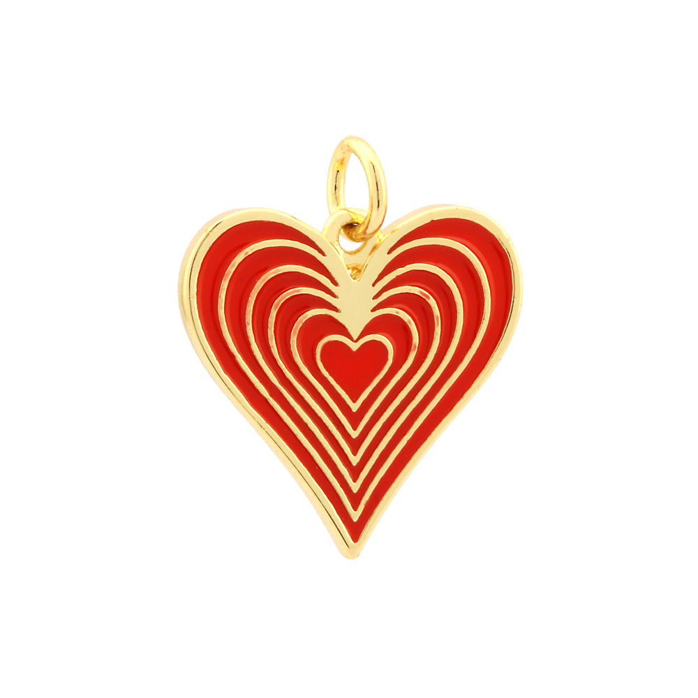 Ig Style Sweet Heart Shape Copper Enamel Plating 18k Gold Plated Jewelry Accessories display picture 11