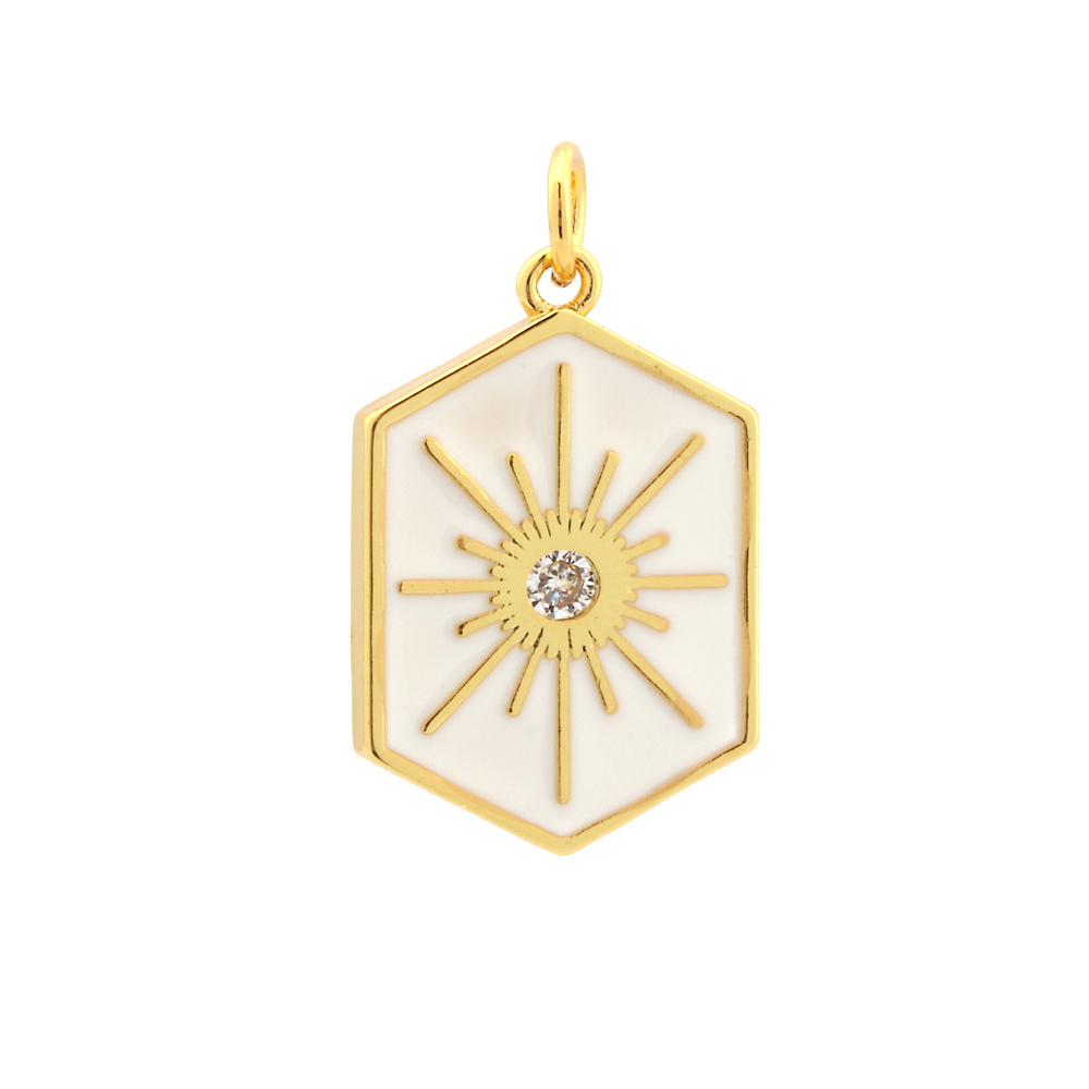 Elegant Commute Hexagram Hexagon Copper Enamel Plating Inlay Zircon 18k Gold Plated Charms Jewelry Accessories display picture 5