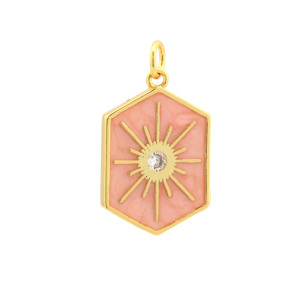 Elegant Commute Hexagram Hexagon Copper Enamel Plating Inlay Zircon 18k Gold Plated Charms Jewelry Accessories display picture 9