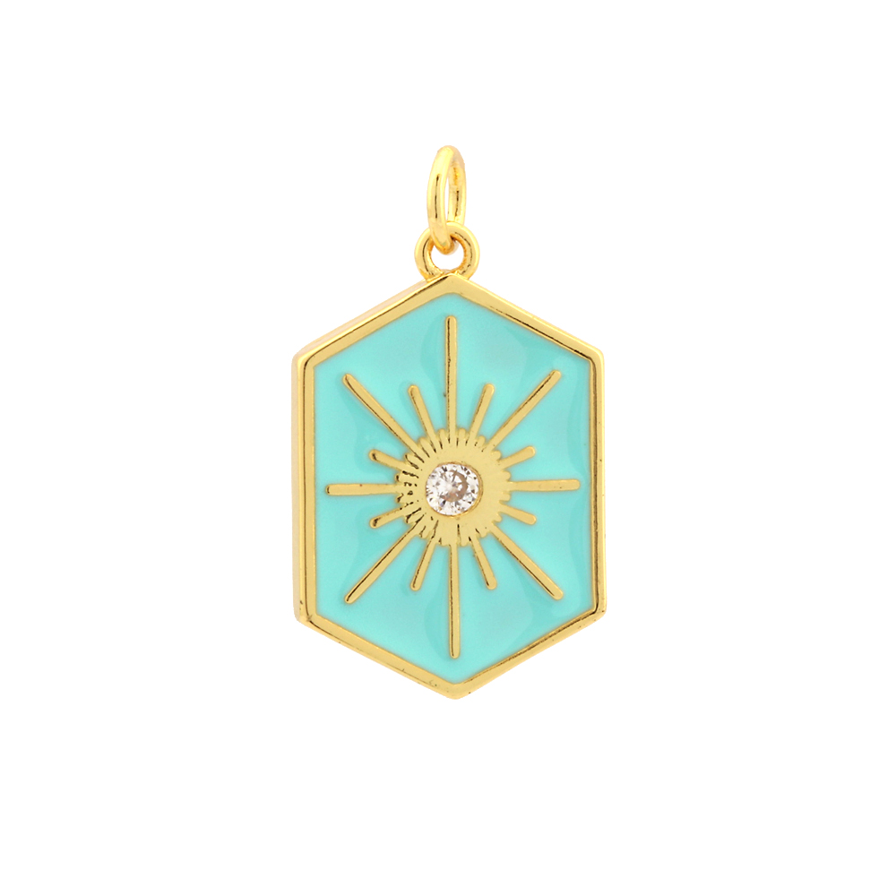 Elegant Commute Hexagram Hexagon Copper Enamel Plating Inlay Zircon 18k Gold Plated Charms Jewelry Accessories display picture 8