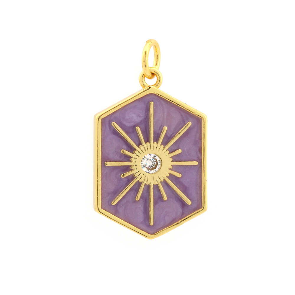 Elegant Commute Hexagram Hexagon Copper Enamel Plating Inlay Zircon 18k Gold Plated Charms Jewelry Accessories display picture 7