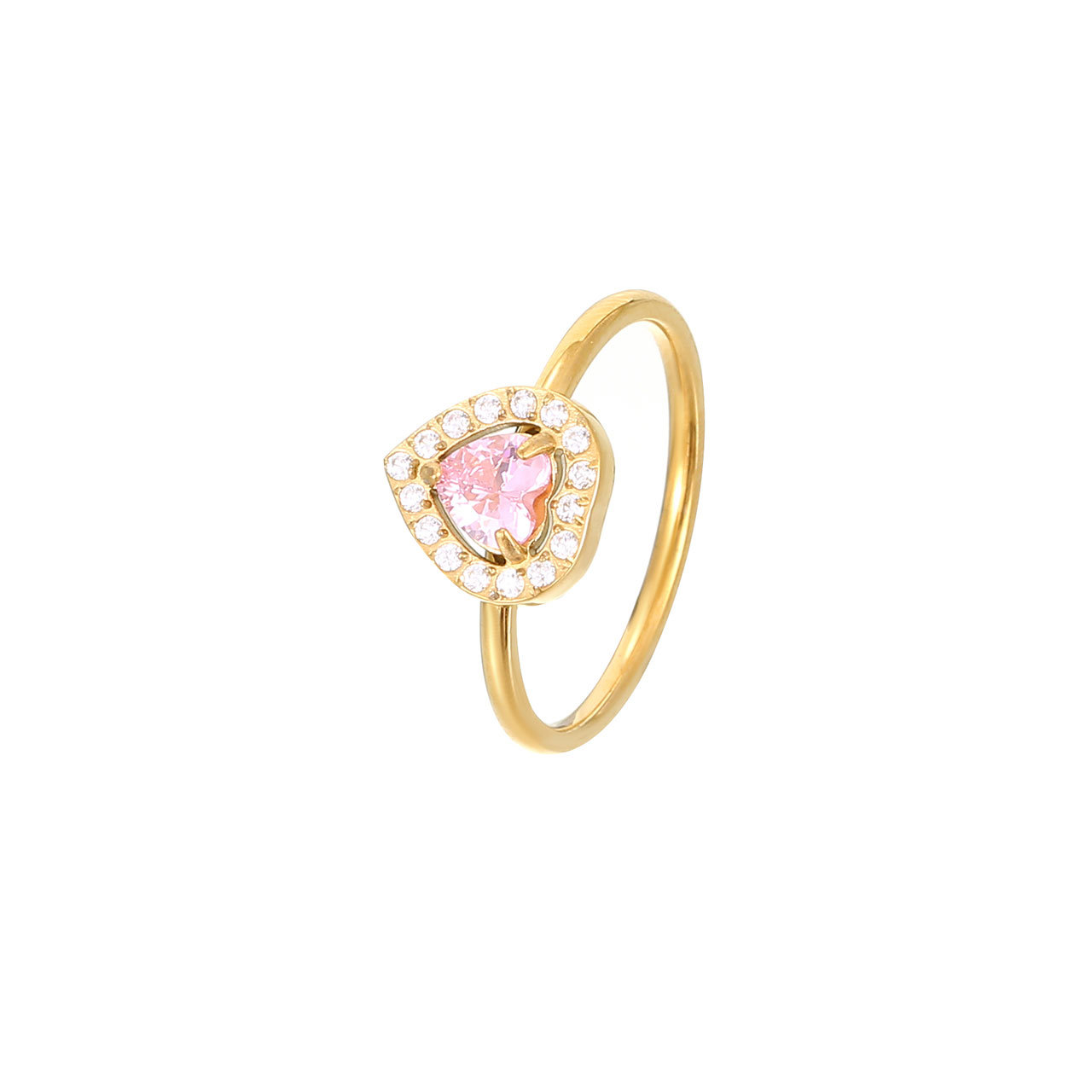 Wholesale Ig Style Shiny Heart Shape Stainless Steel Plating Inlay White Gold Plated Gold Plated Zircon Rings display picture 6