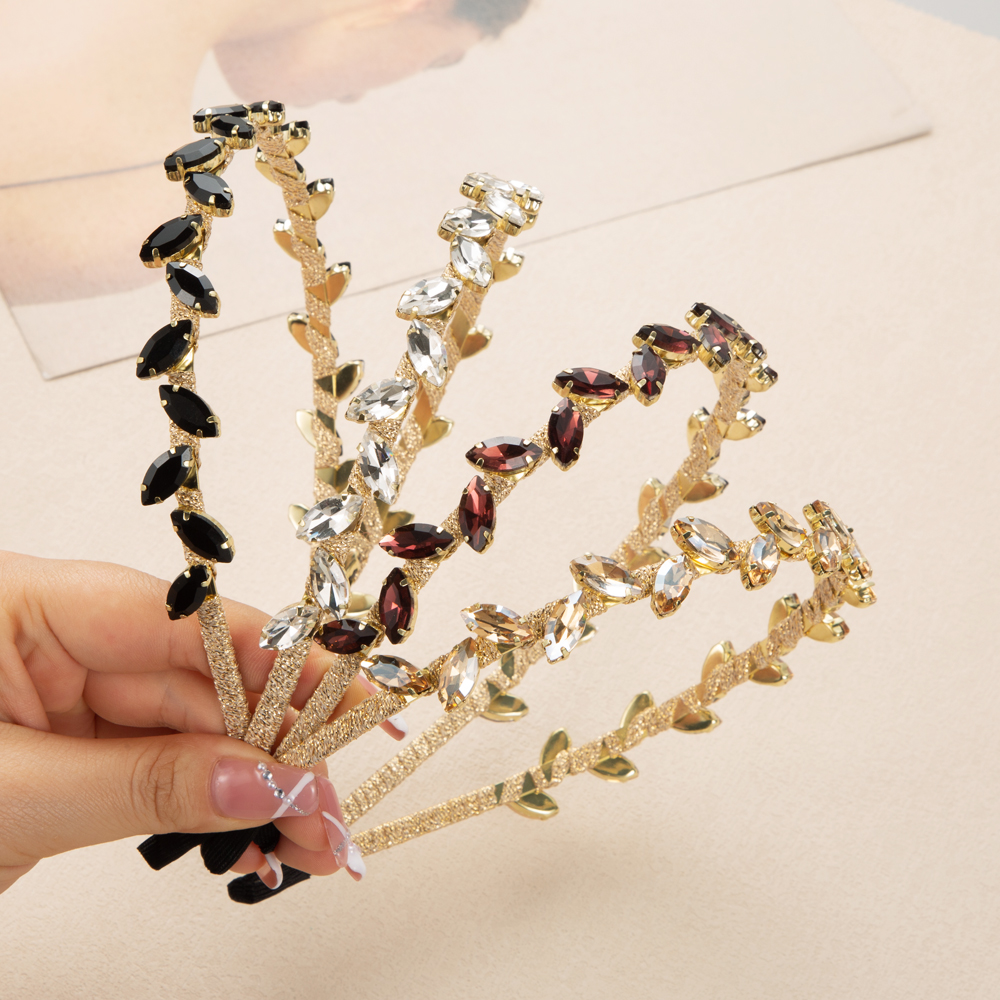 Shiny Leaves Alloy Inlay Rhinestones Hair Band display picture 2