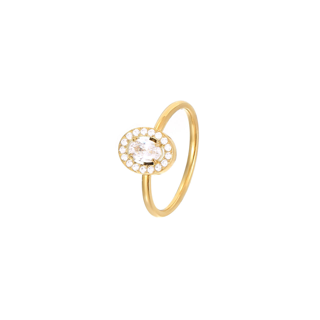 Simple Style Shiny Oval Stainless Steel Plating Inlay Zircon White Gold Plated Gold Plated Rings display picture 5