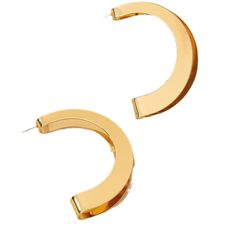 1 Paire Exagéré Forme C Placage Métal Boucles D'oreilles display picture 1