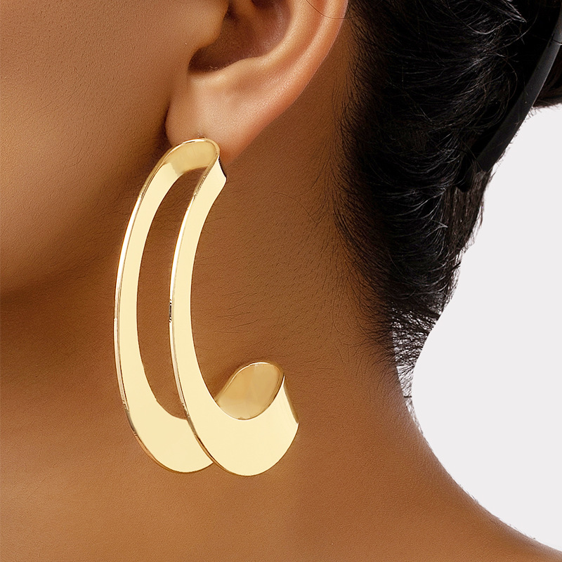 1 Pair Exaggerated C Shape Plating Metal Drop Earrings display picture 3