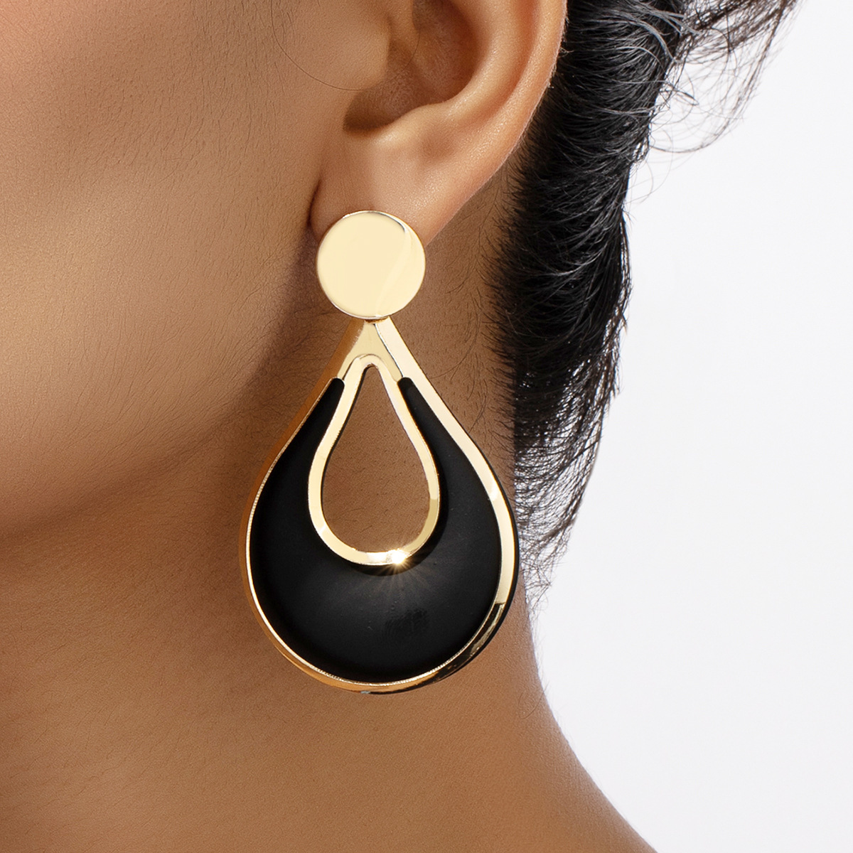 Wholesale Jewelry Casual Simple Style Water Droplets Metal Spray Paint Plating Drop Earrings display picture 1
