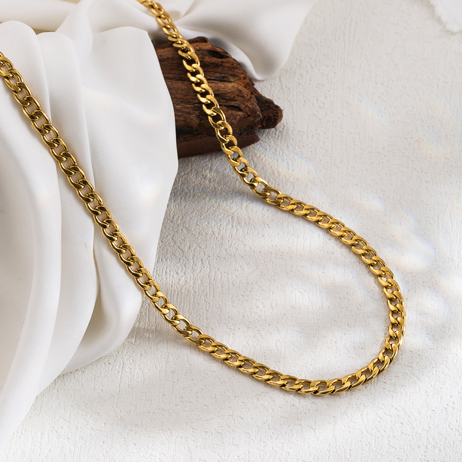Lässig Einfacher Stil Einfarbig Rostfreier Stahl 18 Karat Vergoldet Halskette display picture 4