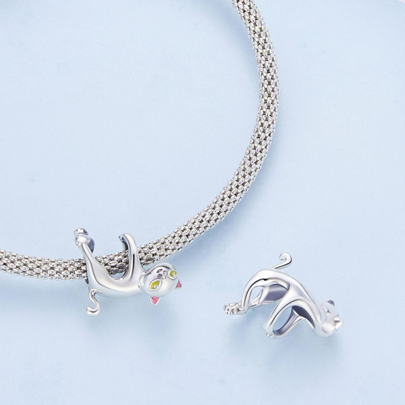 Casual Handmade Novelty Cat Sterling Silver Plating Inlay Zircon White Gold Plated Jewelry Accessories display picture 1