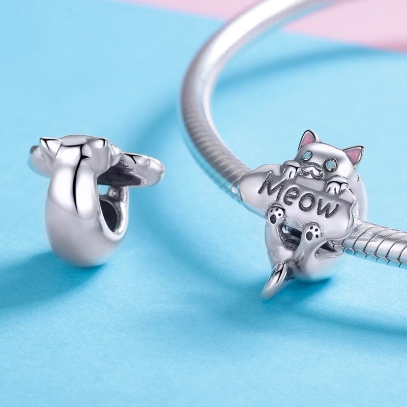 Casual Handmade Novelty Cat Sterling Silver Plating Inlay Zircon White Gold Plated Jewelry Accessories display picture 4