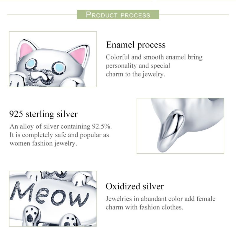 Casual Handmade Novelty Cat Sterling Silver Plating Inlay Zircon White Gold Plated Jewelry Accessories display picture 3