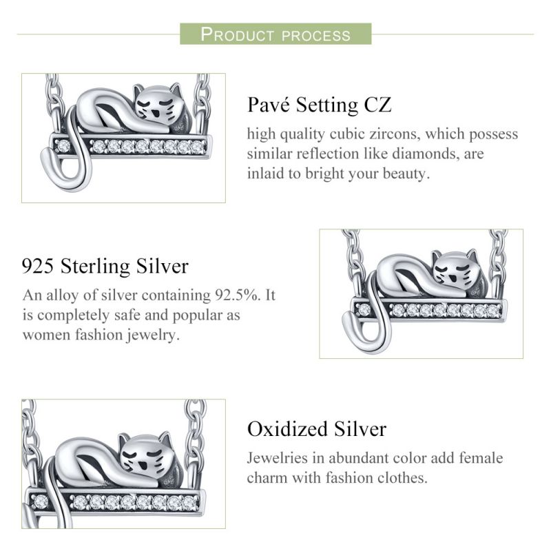 Casual Handmade Novelty Cat Sterling Silver Plating Inlay Zircon White Gold Plated Jewelry Accessories display picture 6