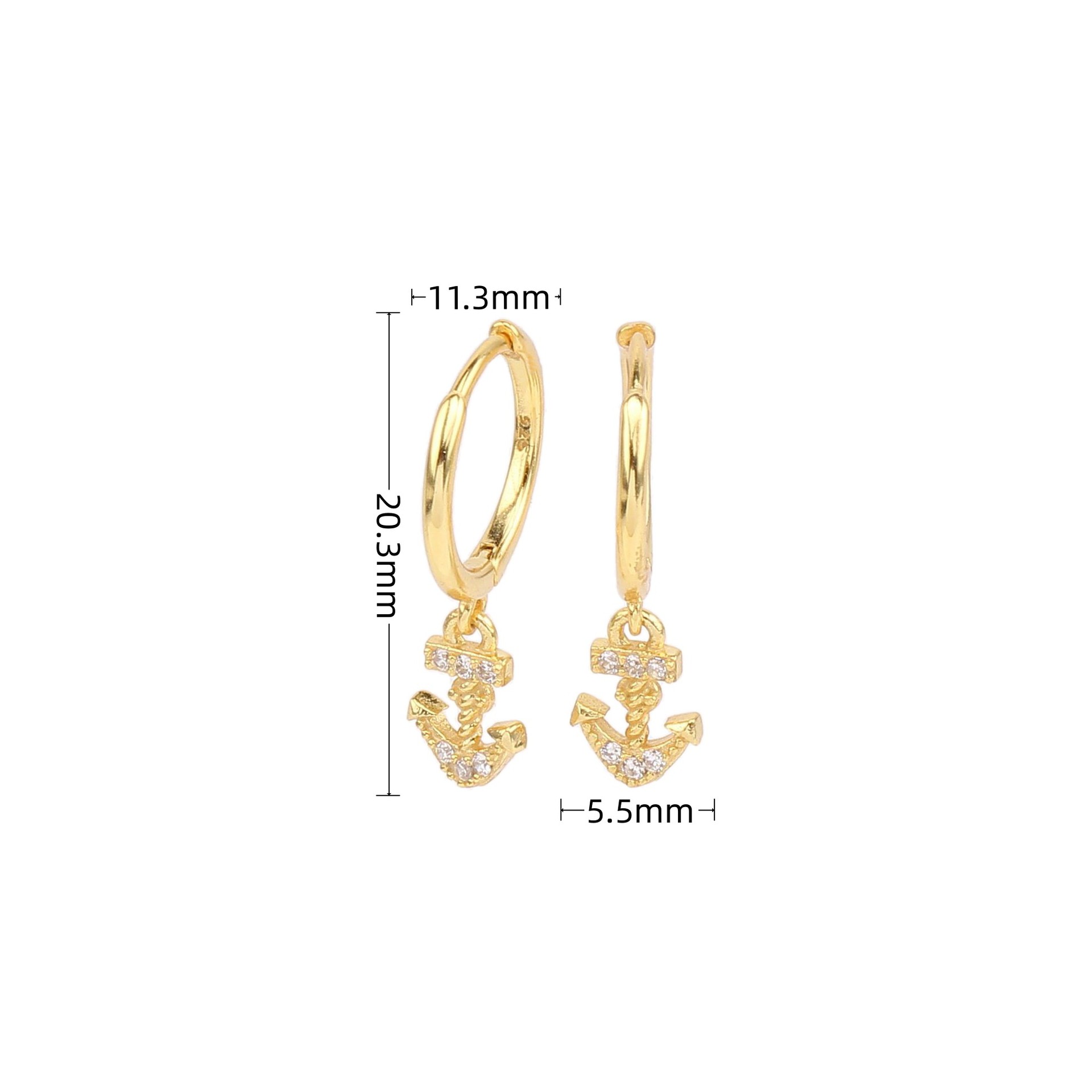 1 Pair Modern Style Arrow Plating Inlay Sterling Silver Zircon Gold Plated Earrings display picture 2