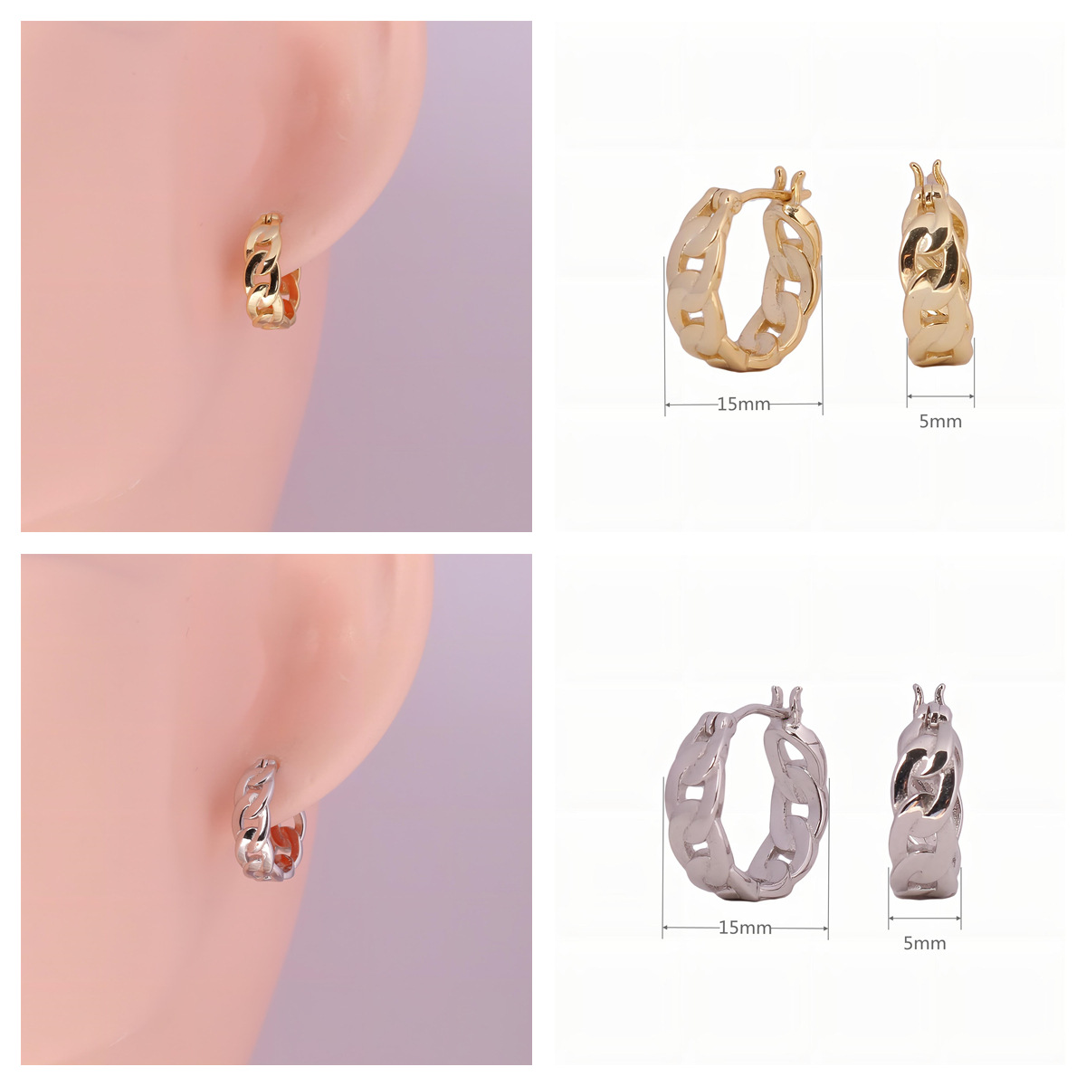 1 Pair Simple Style Solid Color Hollow Out Sterling Silver Earrings display picture 3