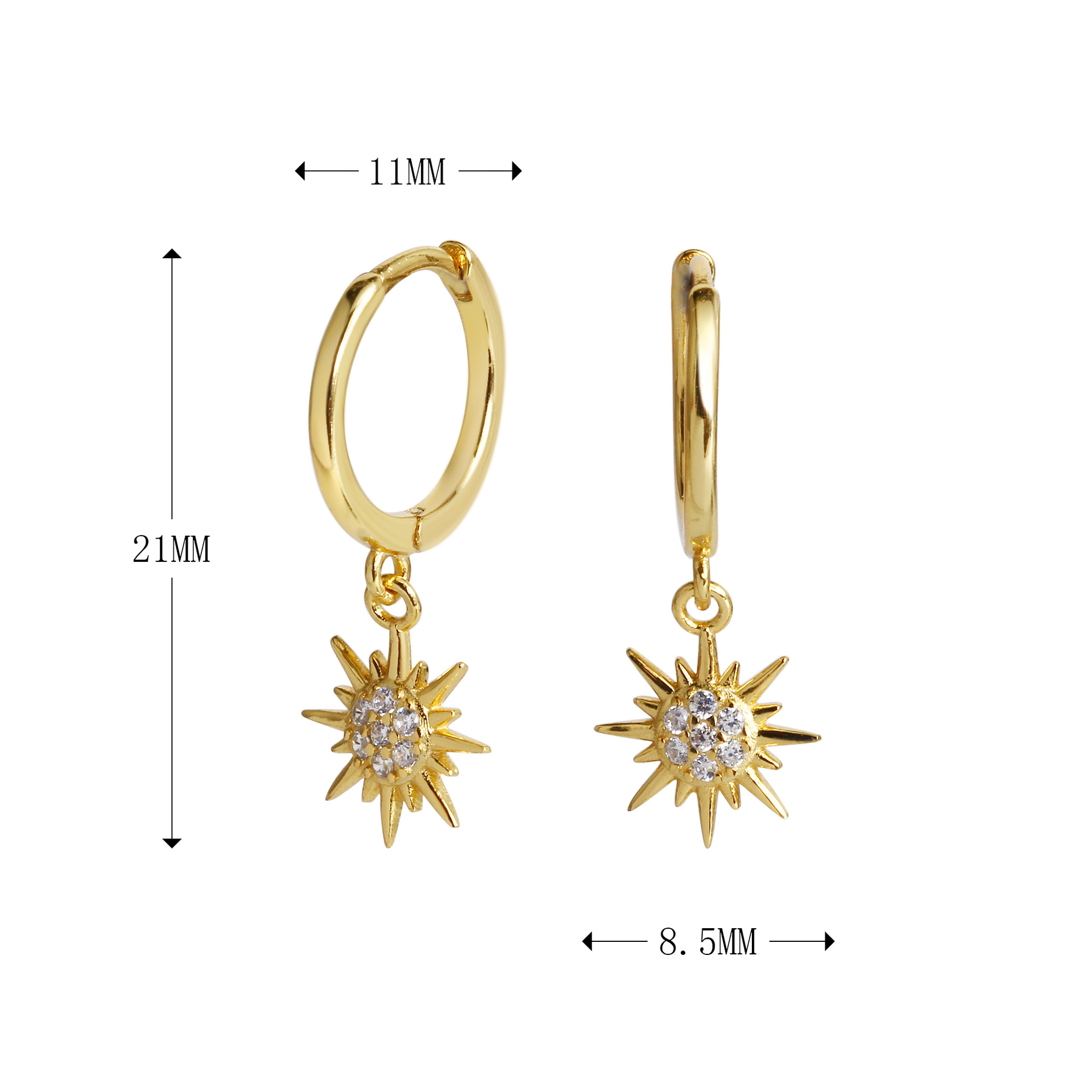 1 Pair Simple Style Commute Star Inlay Sterling Silver Zircon Drop Earrings display picture 2