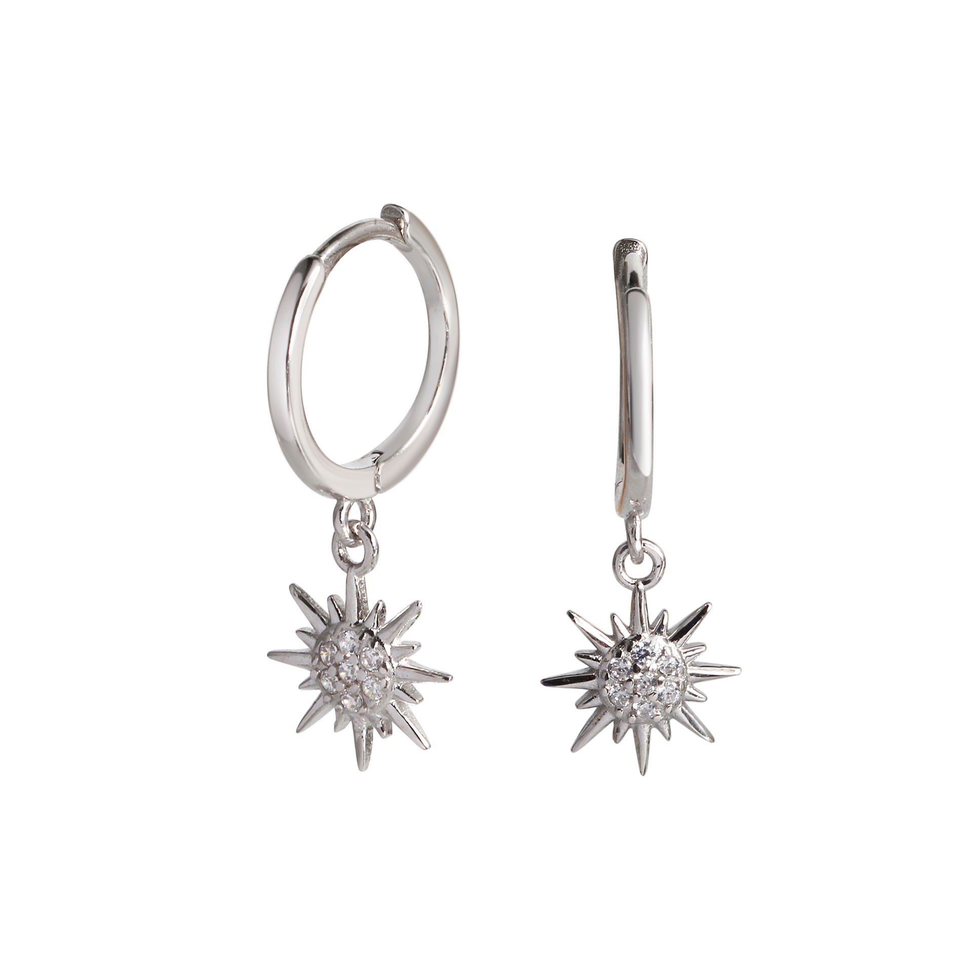 1 Pair Simple Style Commute Star Inlay Sterling Silver Zircon Drop Earrings display picture 3