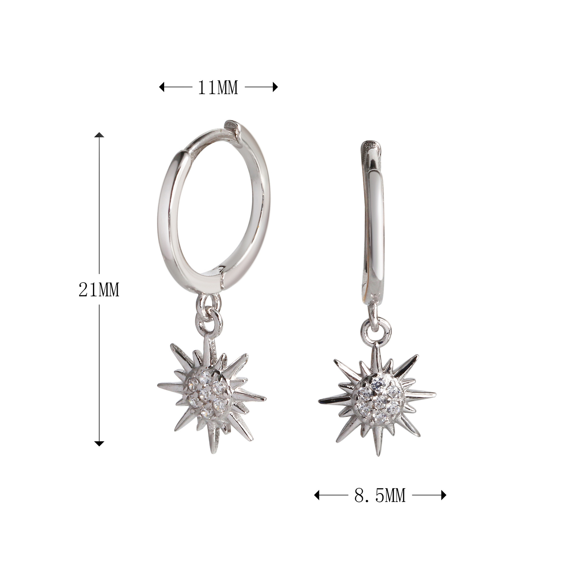 1 Pair Simple Style Commute Star Inlay Sterling Silver Zircon Drop Earrings display picture 4