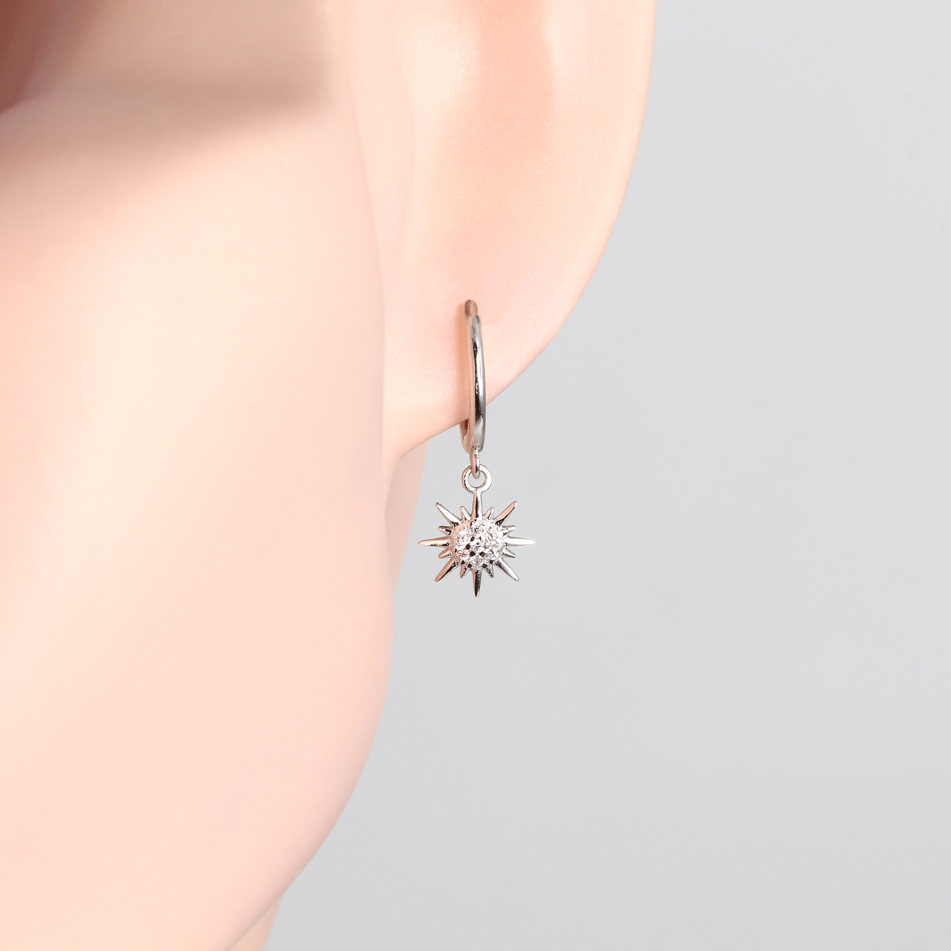 1 Pair Simple Style Commute Star Inlay Sterling Silver Zircon Drop Earrings display picture 6