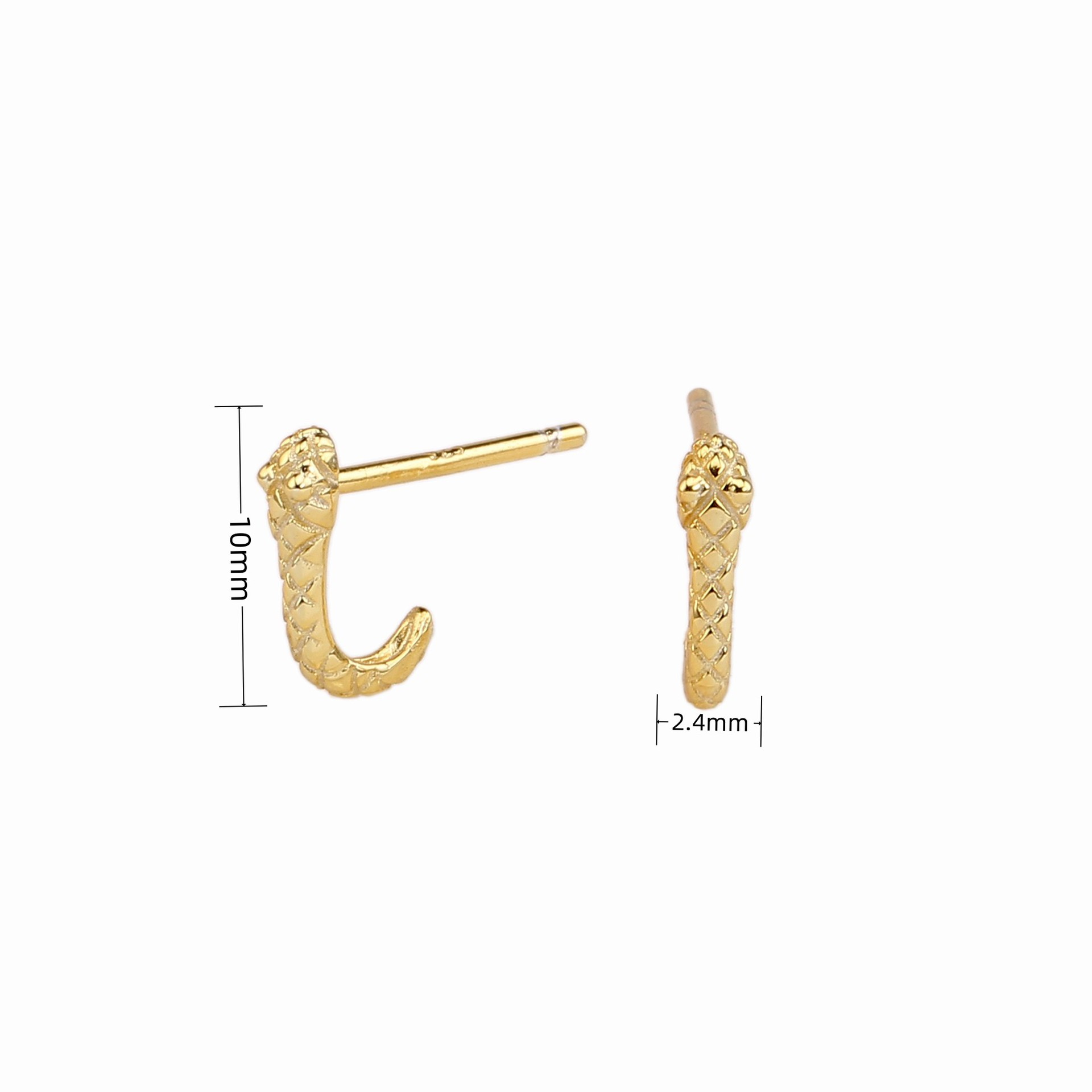 1 Pair Simple Style Snake Plating Sterling Silver Gold Plated Ear Studs display picture 2