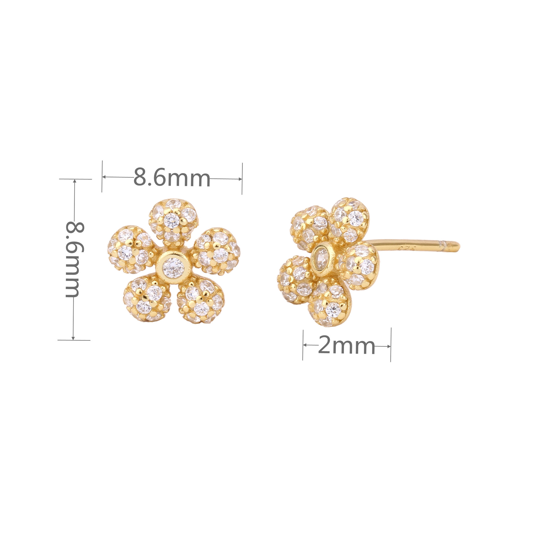 1 Paar Einfacher Stil Blume Überzug Inlay Sterling Silber Zirkon Weißgold Plattiert Ohrstecker display picture 1
