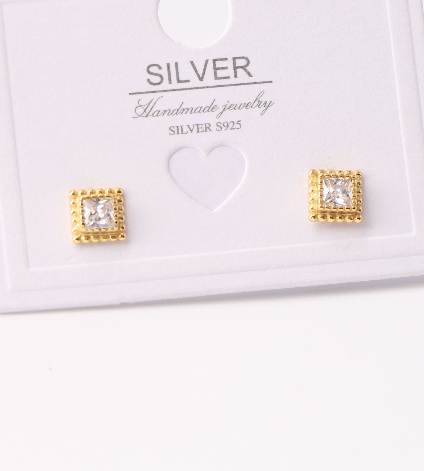 1 Paire Style Simple Carré Placage Incruster Argent Sterling Zircon Or Blanc Plaqué Boucles D'oreilles display picture 6