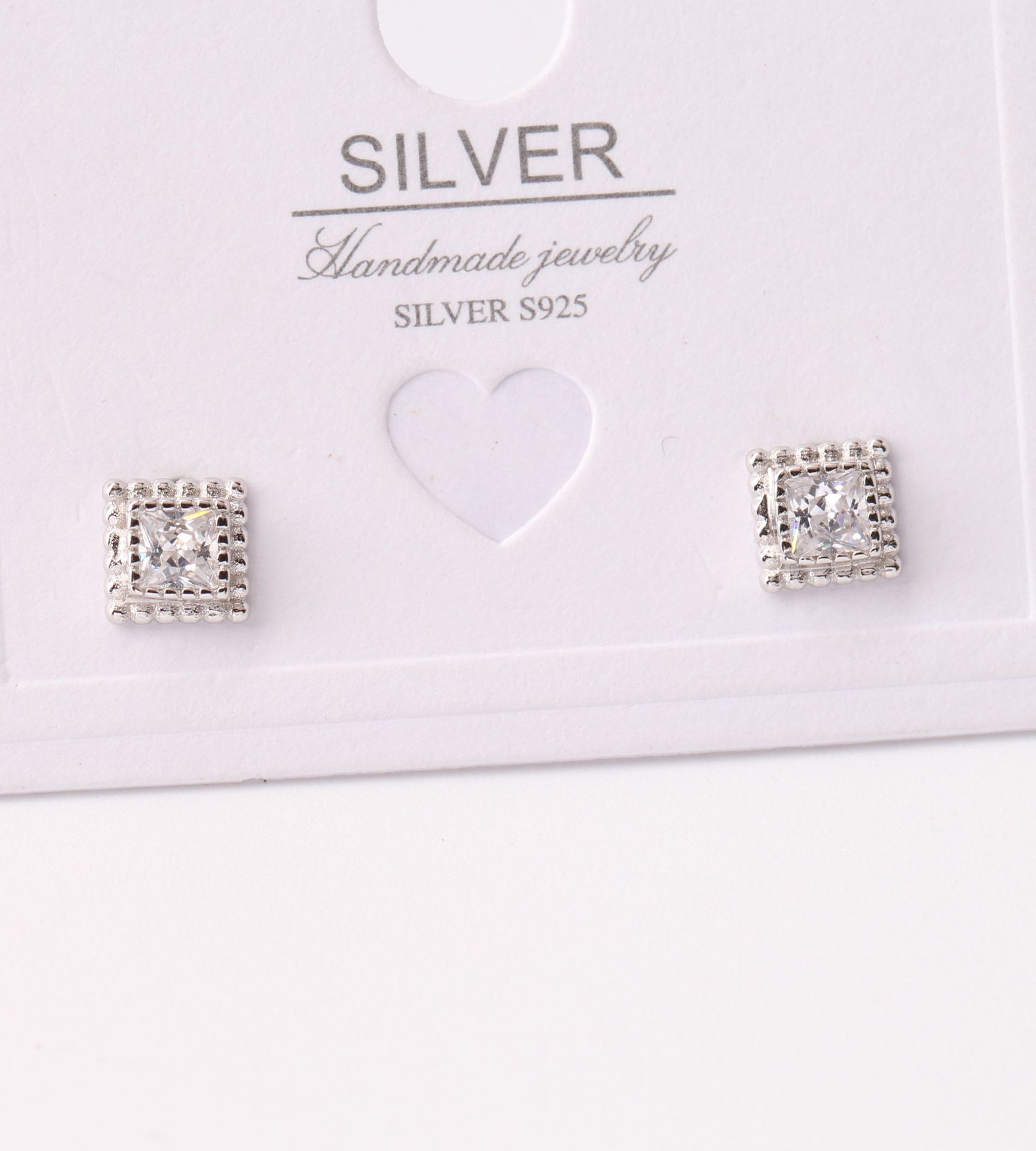 1 Pair Simple Style Square Plating Inlay Sterling Silver Zircon White Gold Plated Ear Studs display picture 7