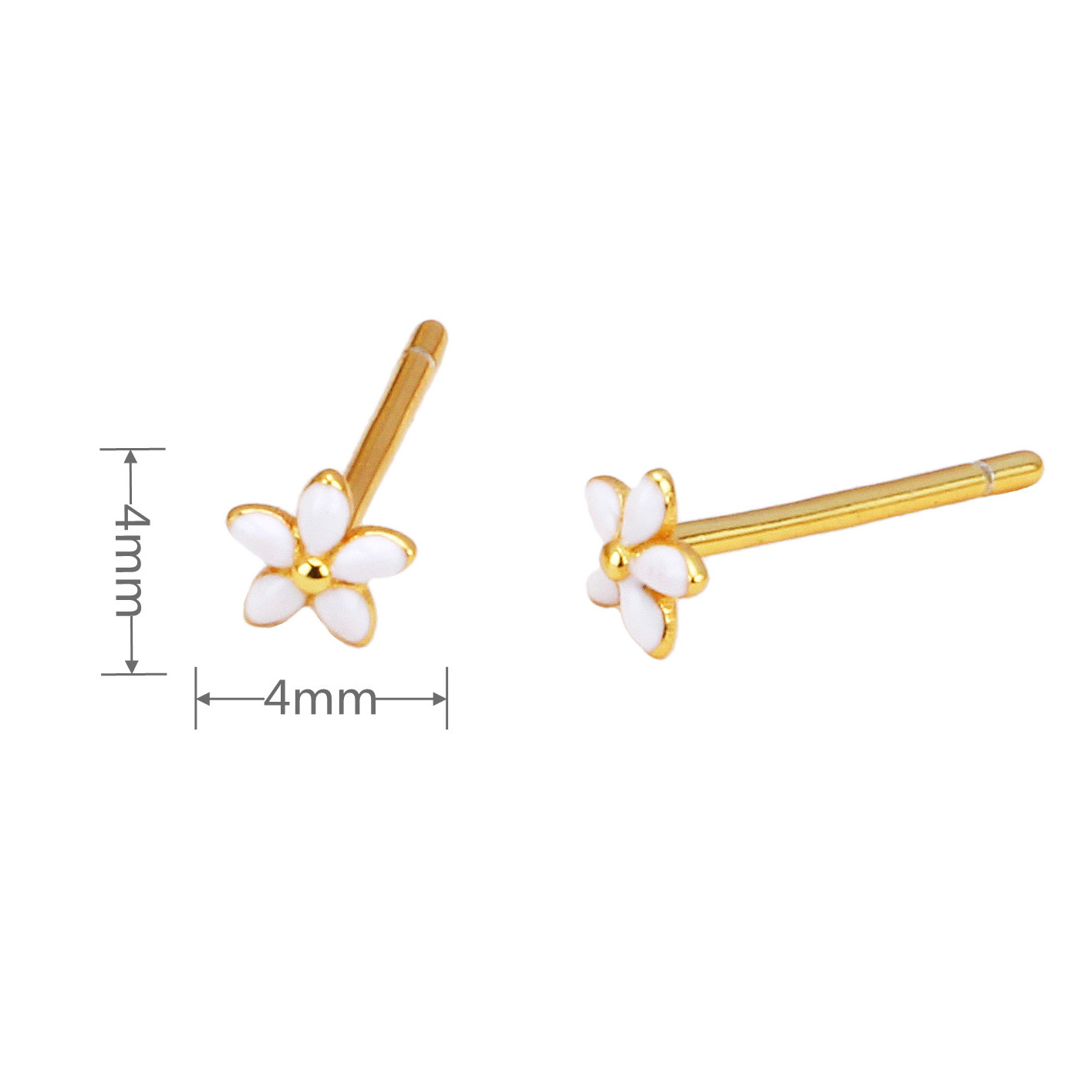 1 Pair Simple Style Flower Epoxy Plating Sterling Silver White Gold Plated Gold Plated Ear Studs display picture 1