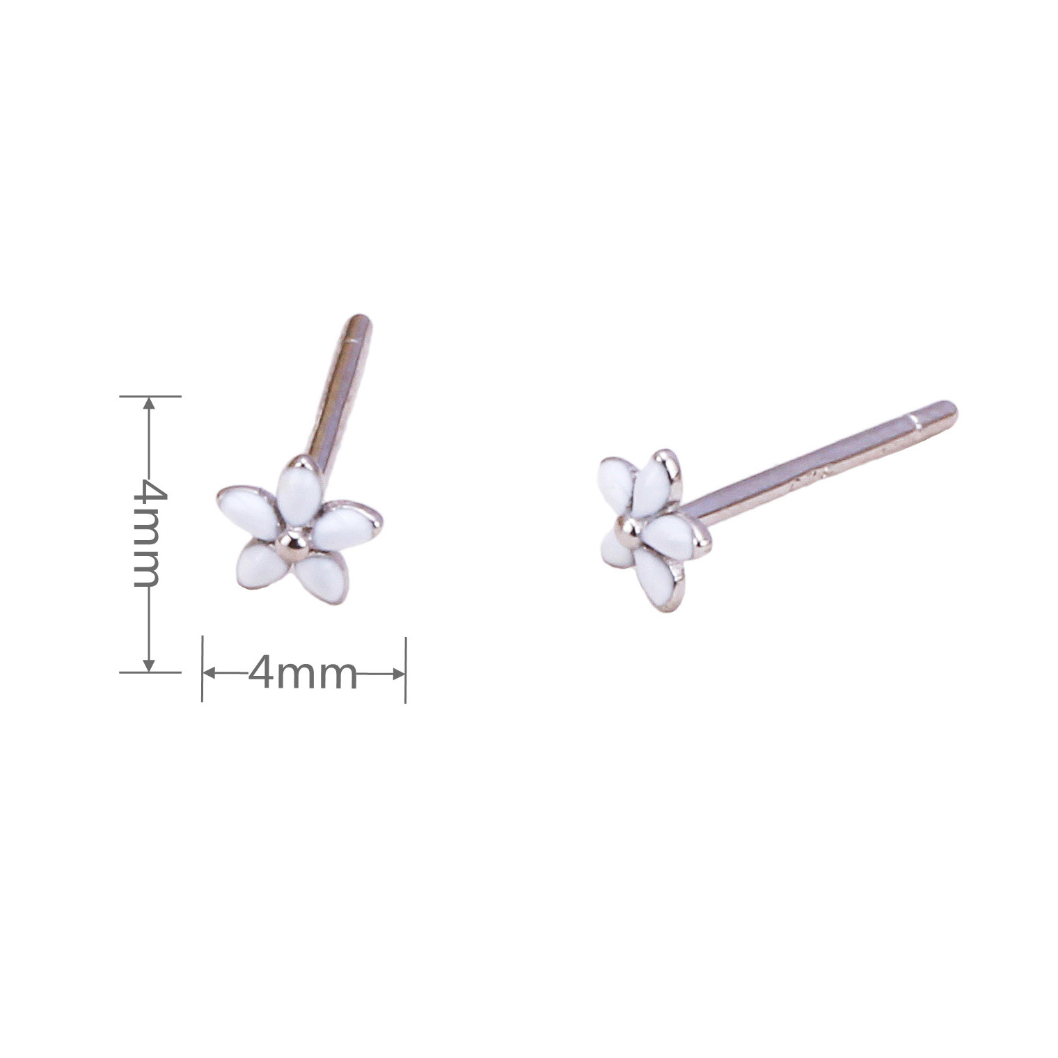 1 Pair Simple Style Flower Epoxy Plating Sterling Silver White Gold Plated Gold Plated Ear Studs display picture 5