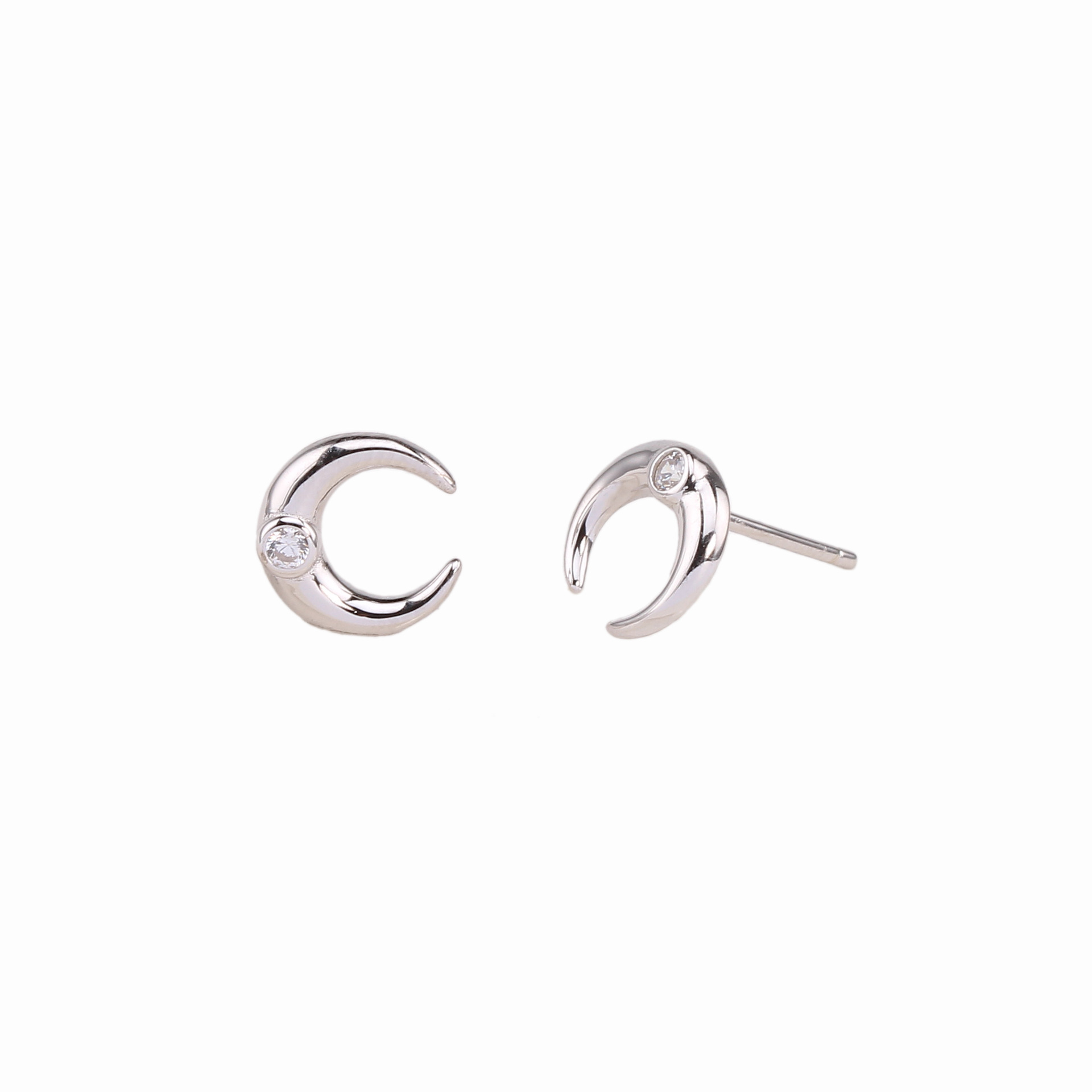 1 Pair Sweet Solid Color Plating Inlay Sterling Silver Zircon Gold Plated Ear Studs display picture 1
