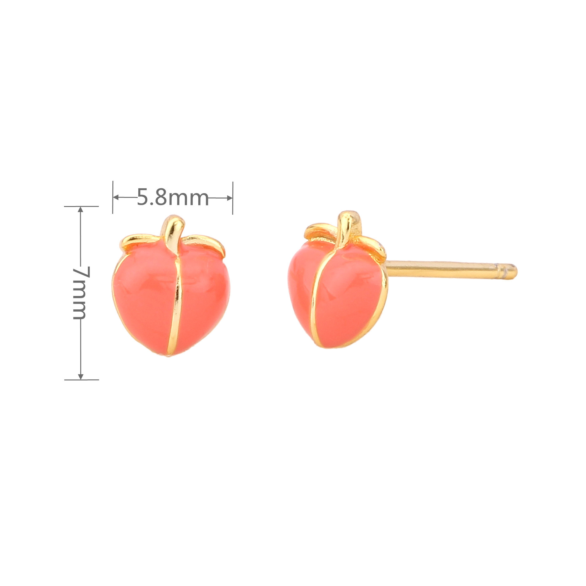 1 Pair Simple Style Peach Epoxy Sterling Silver Ear Studs display picture 4