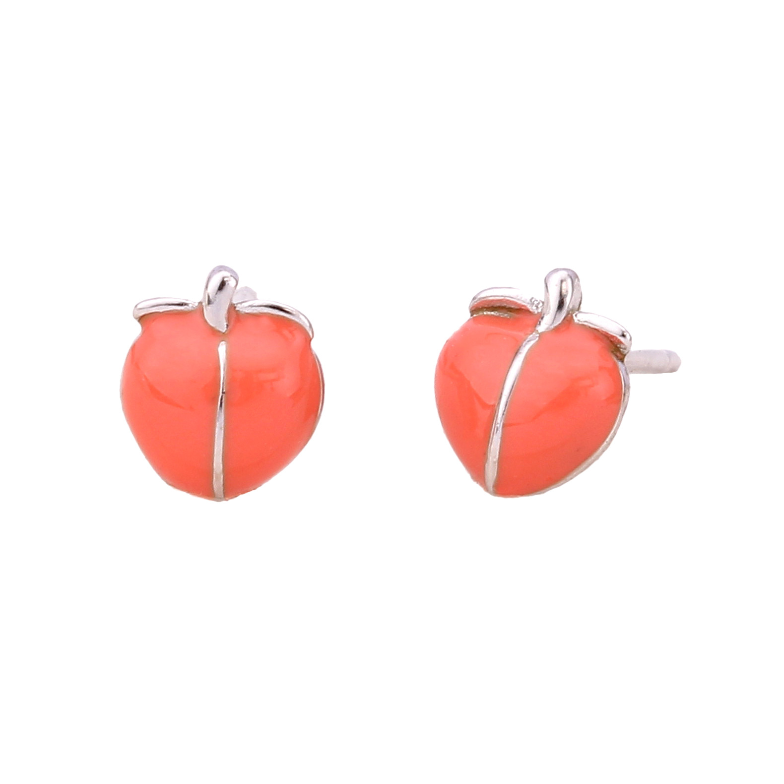 1 Pair Simple Style Peach Epoxy Sterling Silver Ear Studs display picture 5