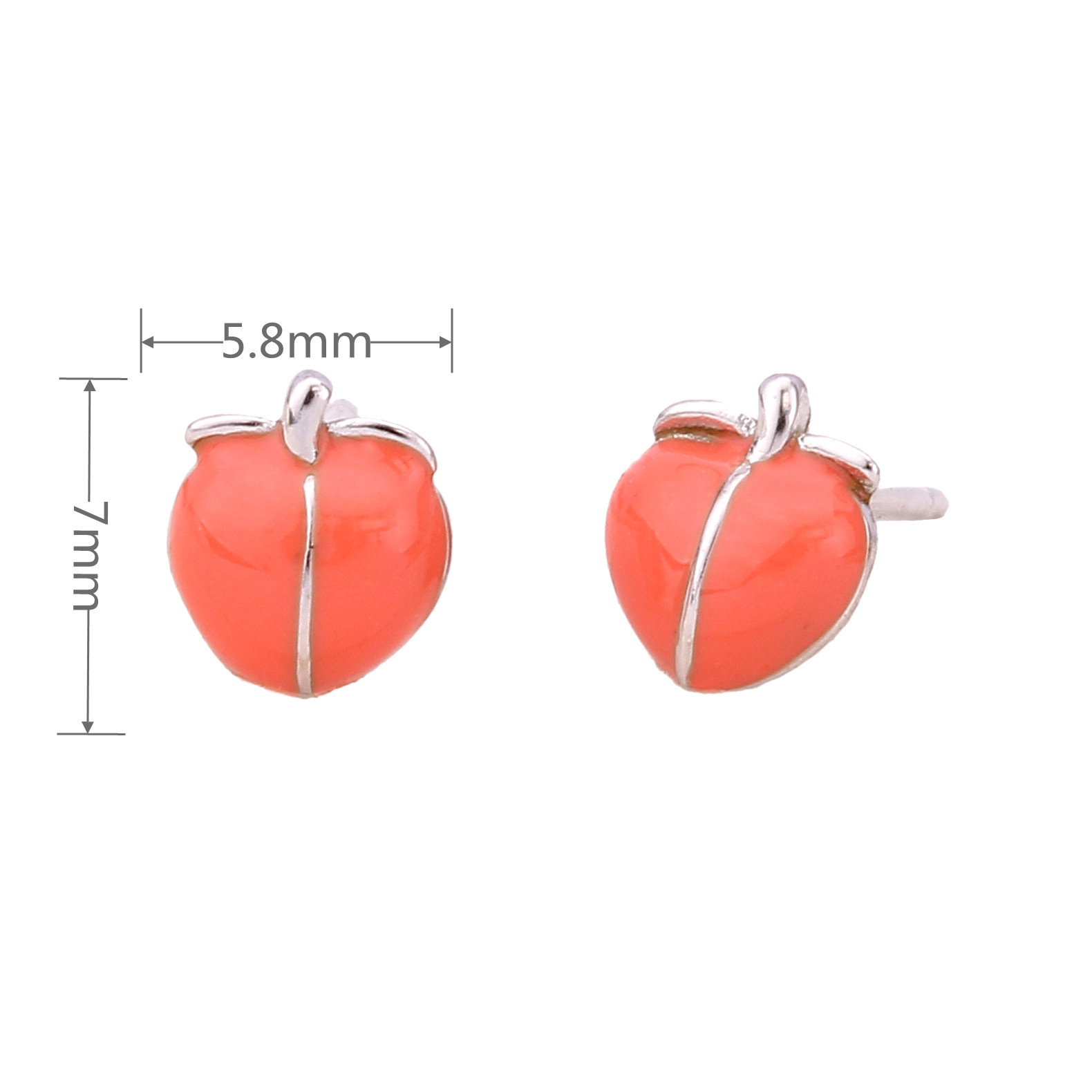 1 Pair Simple Style Peach Epoxy Sterling Silver Ear Studs display picture 6