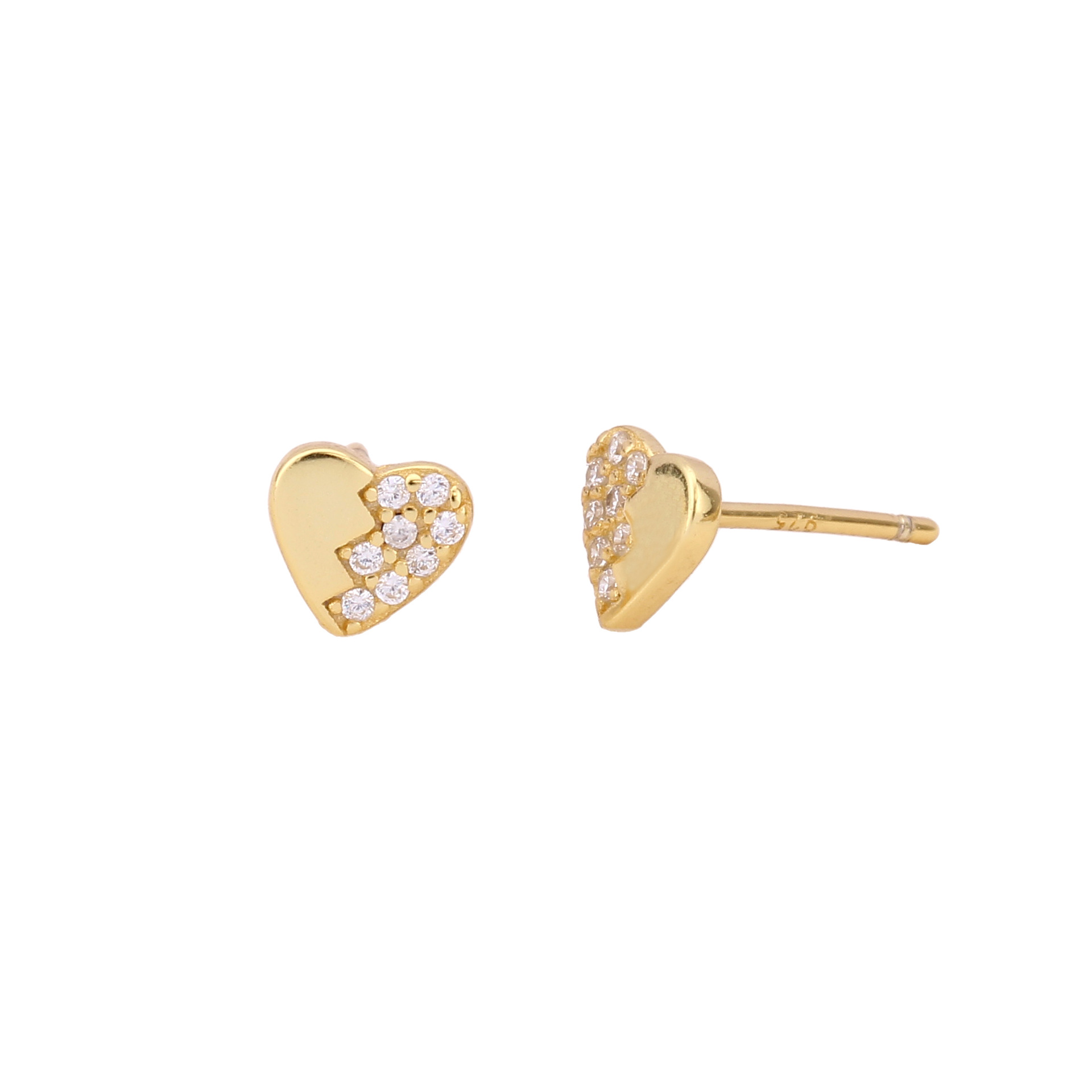 1 Pair Simple Style Heart Shape Inlay Sterling Silver Zircon Ear Studs display picture 4