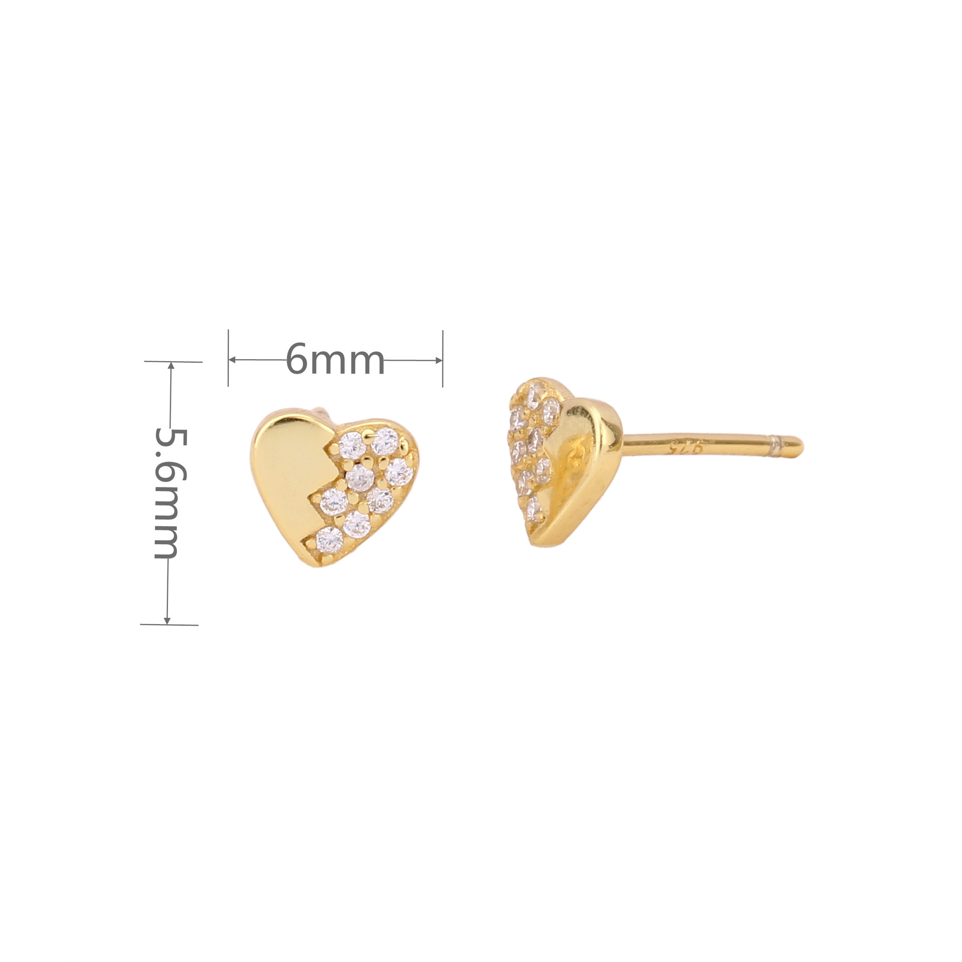 1 Pair Simple Style Heart Shape Inlay Sterling Silver Zircon Ear Studs display picture 5