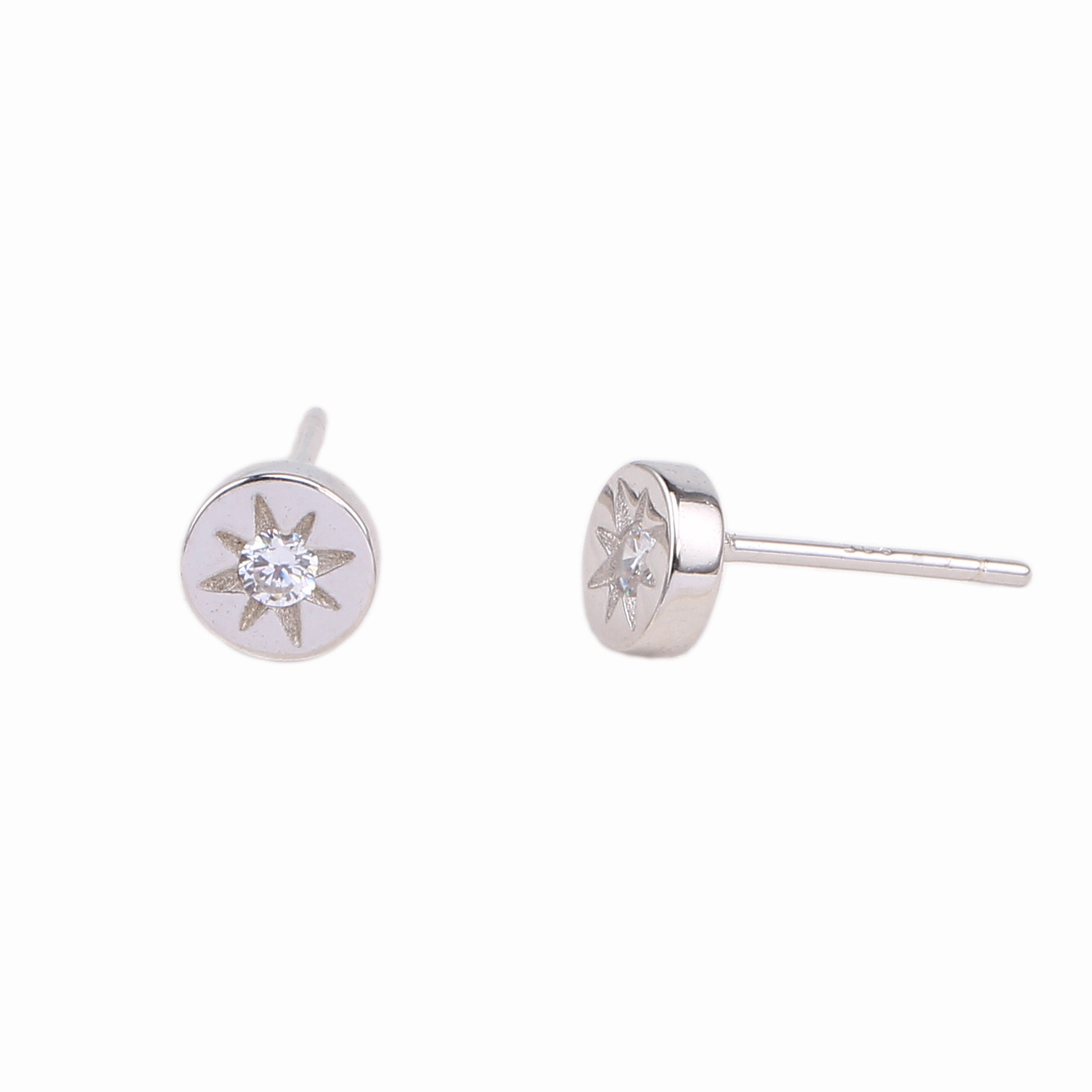 1 Pair Simple Style Star Inlay Sterling Silver Zircon Ear Studs display picture 2